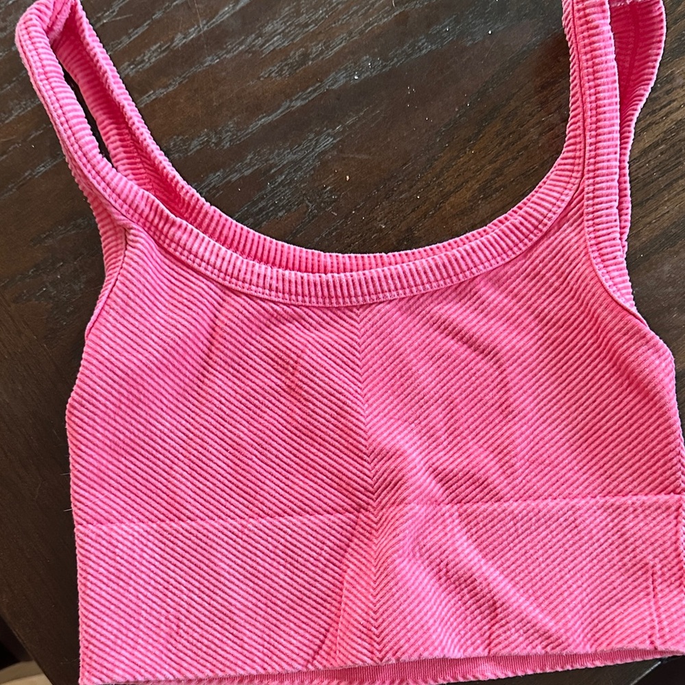 Nikibiki Pink Ribbed Tank Crop Top